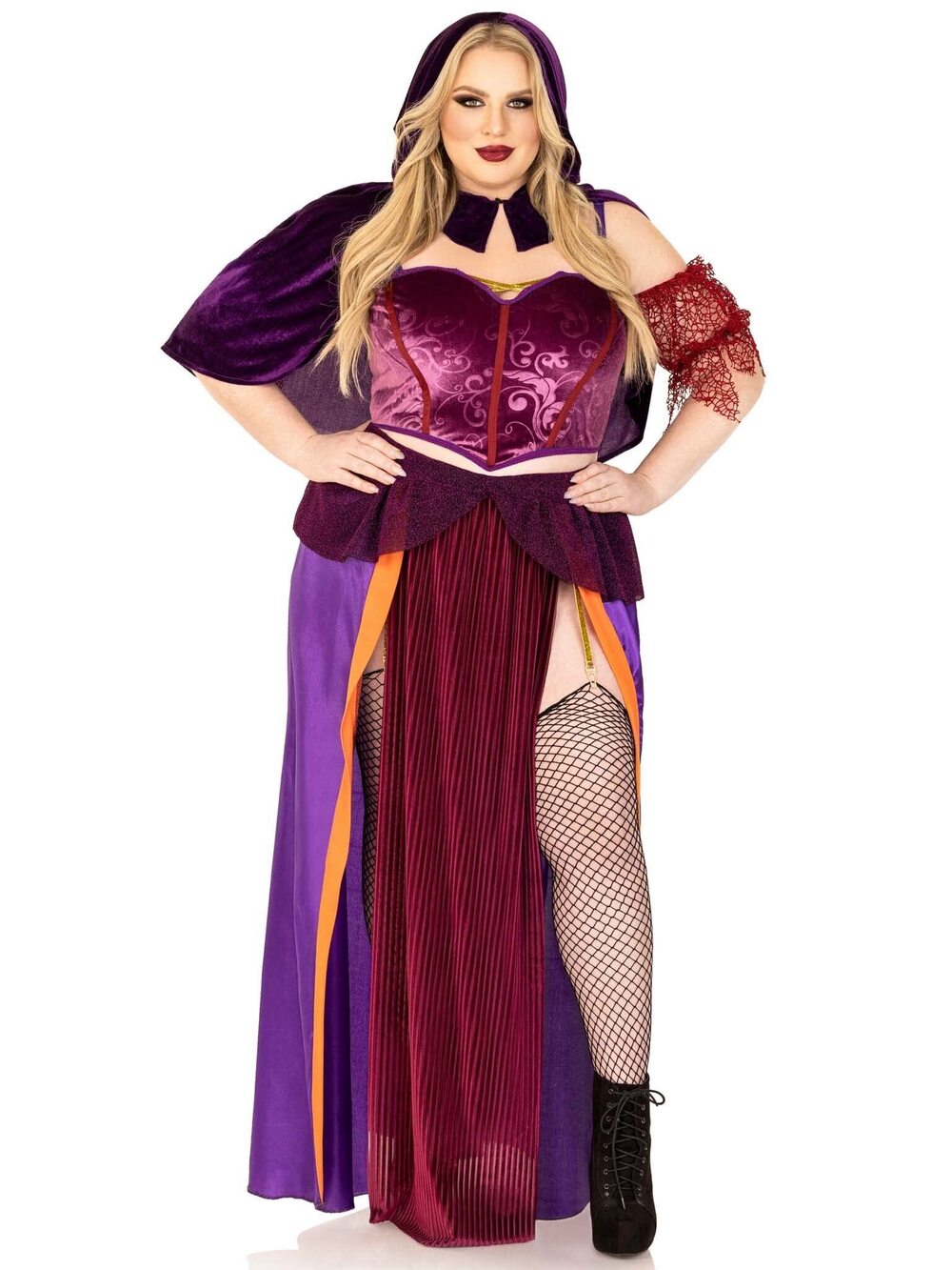 7523 3 PC Black Magic Babe Witch Costume with Cape, LARGE, Multicolor